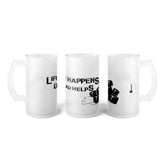 Life Happens Dad Helps Glass Beer Mug